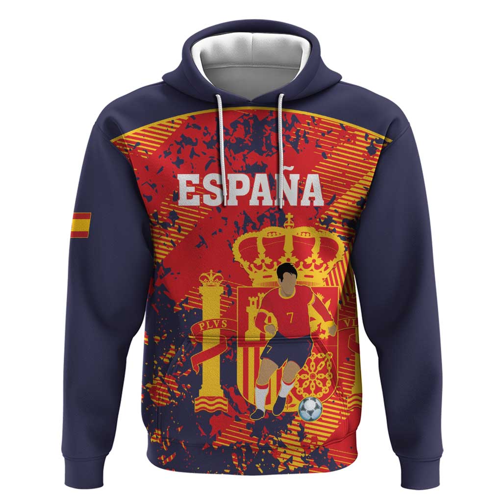 Spain 2026 Football Custom Zip Hoodie Espana La Roja Grunge Style