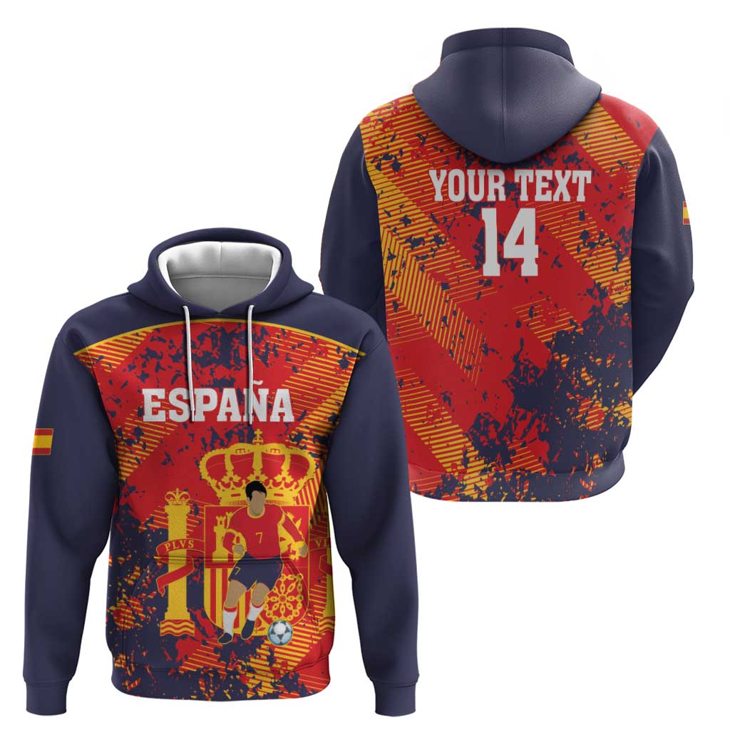 Spain 2026 Football Custom Zip Hoodie Espana La Roja Grunge Style