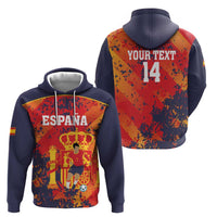 Spain 2026 Football Custom Zip Hoodie Espana La Roja Grunge Style