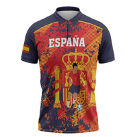 Spain 2026 Football Custom Zipper Polo Shirt Espana La Roja Grunge Style