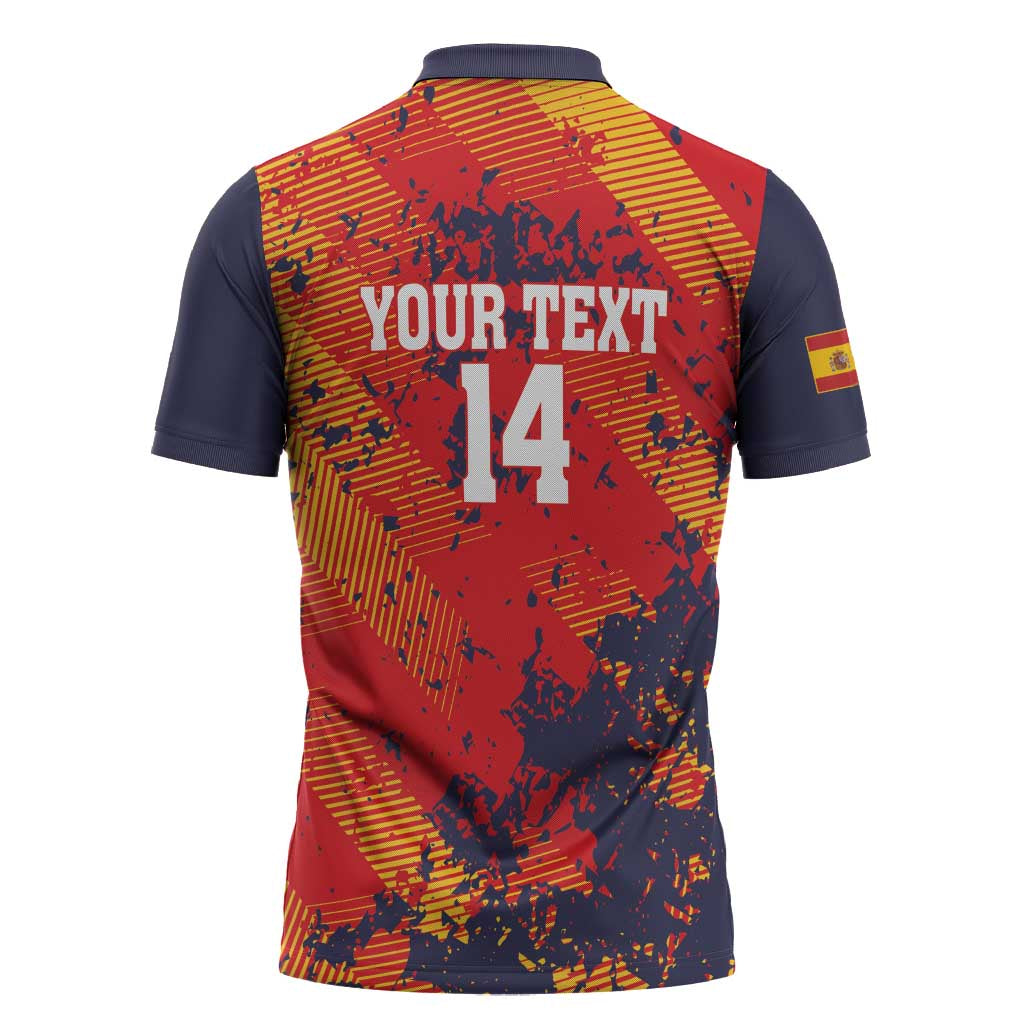 Spain 2026 Football Custom Zipper Polo Shirt Espana La Roja Grunge Style
