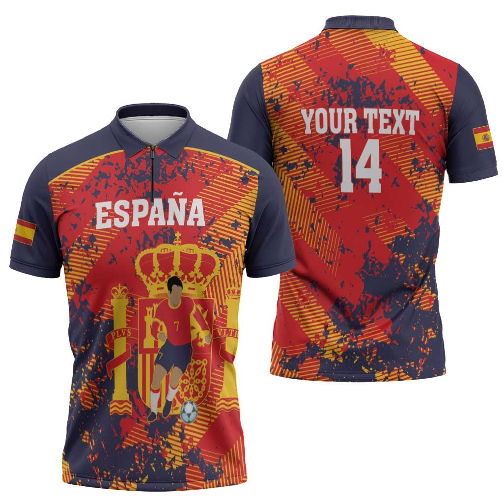 Spain 2026 Football Custom Zipper Polo Shirt Espana La Roja Grunge Style