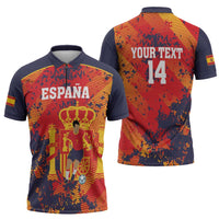 Spain 2026 Football Custom Zipper Polo Shirt Espana La Roja Grunge Style