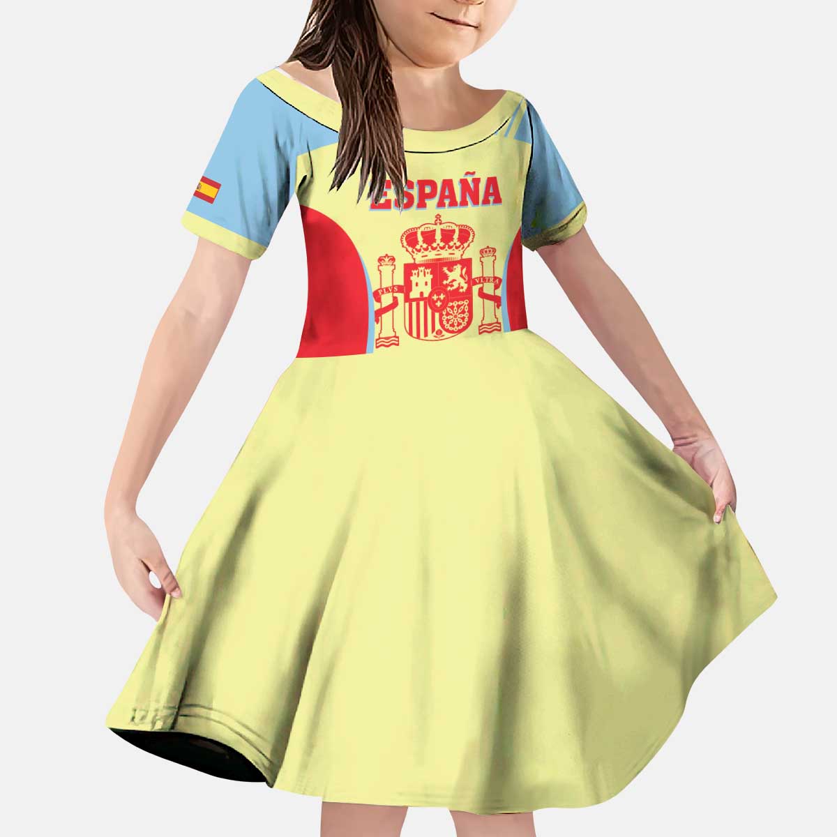 Spain 2026 Football Custom Kid Short Sleeve Dress Espana La Roja Sporty Style