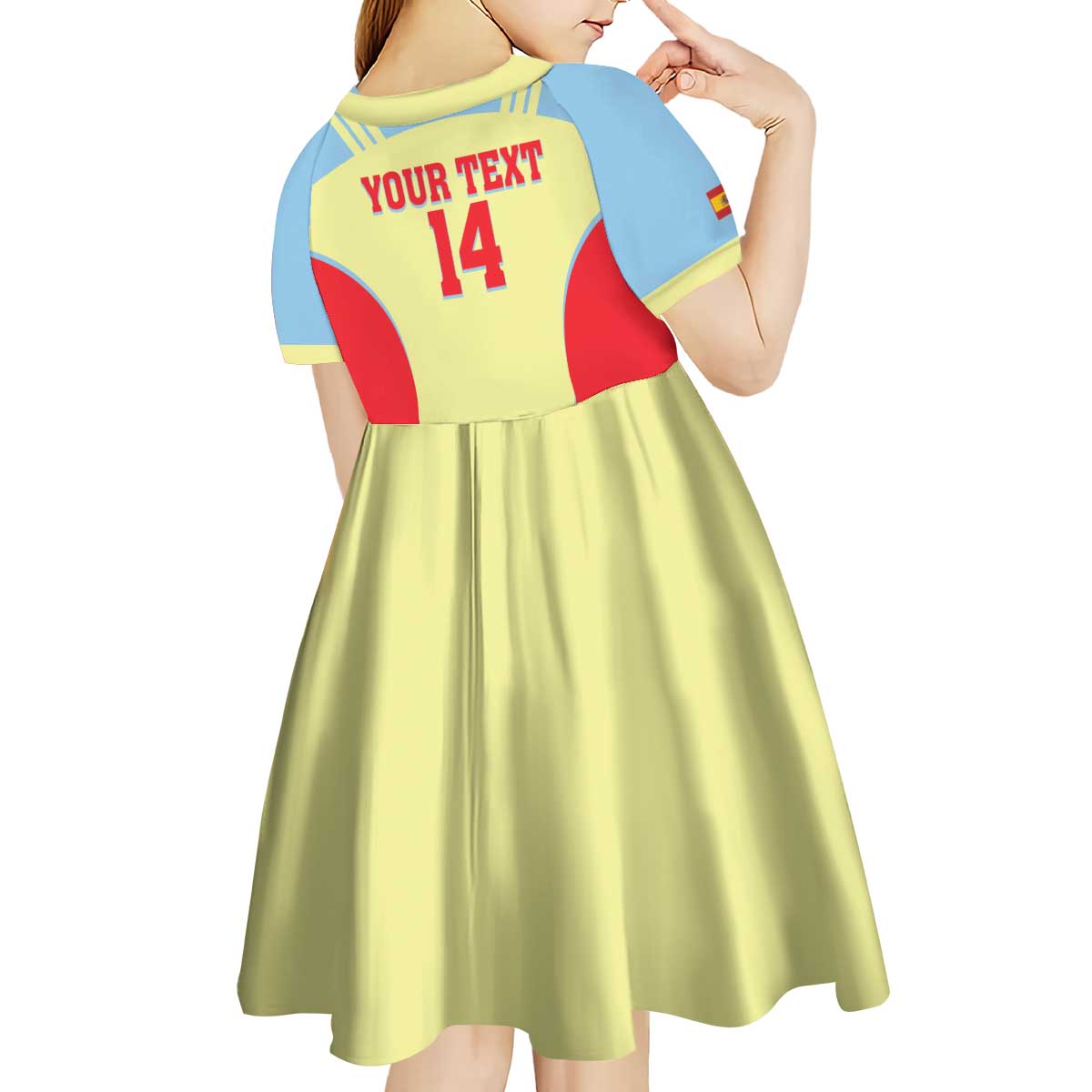 Spain 2026 Football Custom Kid Short Sleeve Dress Espana La Roja Sporty Style