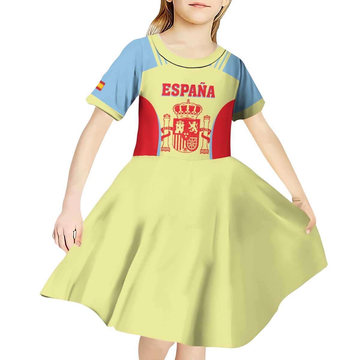 Spain 2026 Football Custom Kid Short Sleeve Dress Espana La Roja Sporty Style
