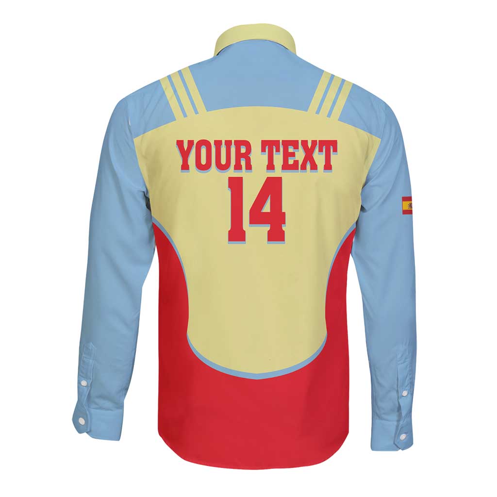 Spain 2026 Football Custom Long Sleeve Button Shirt Espana La Roja Sporty Style