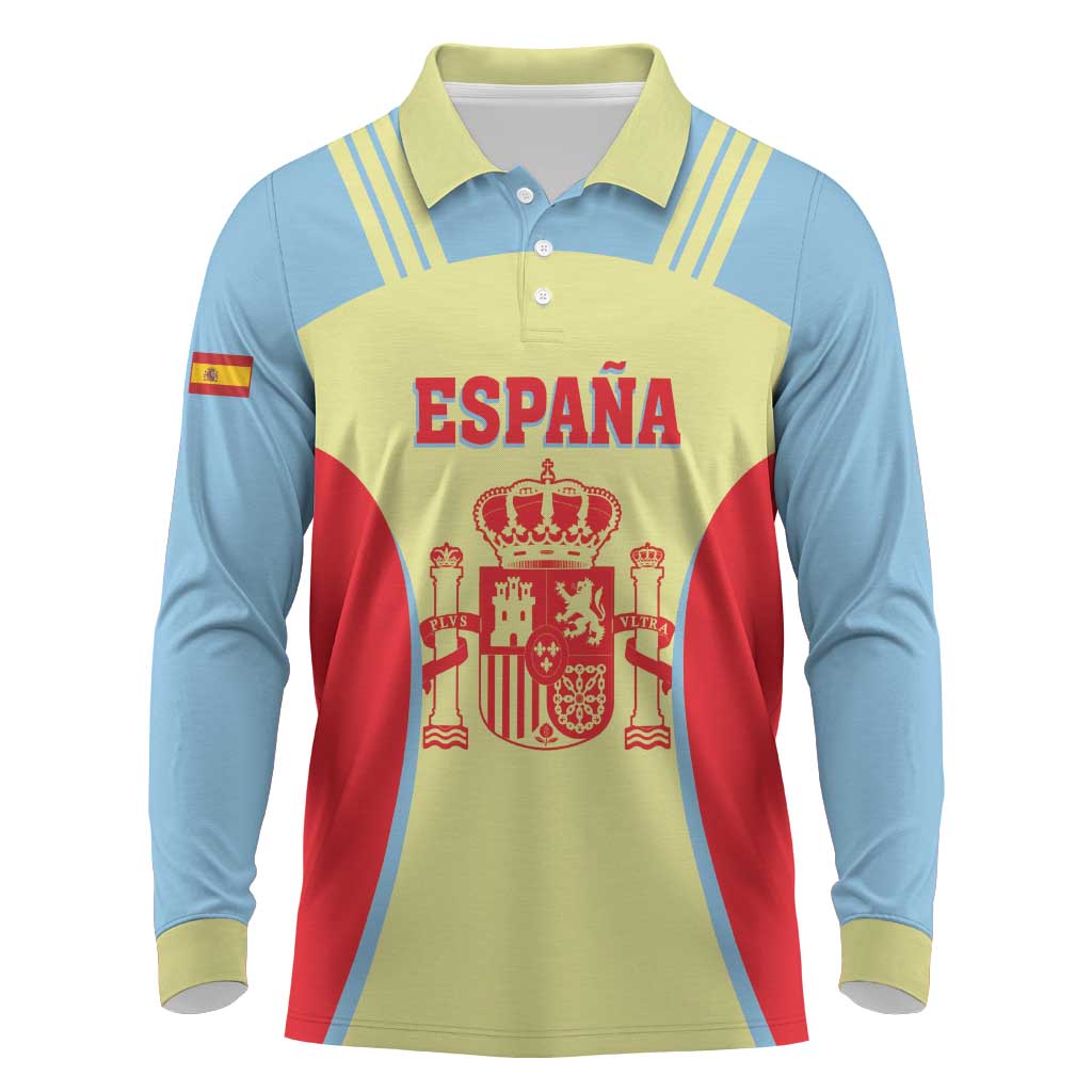 Spain 2026 Football Custom Long Sleeve Polo Shirt Espana La Roja Sporty Style