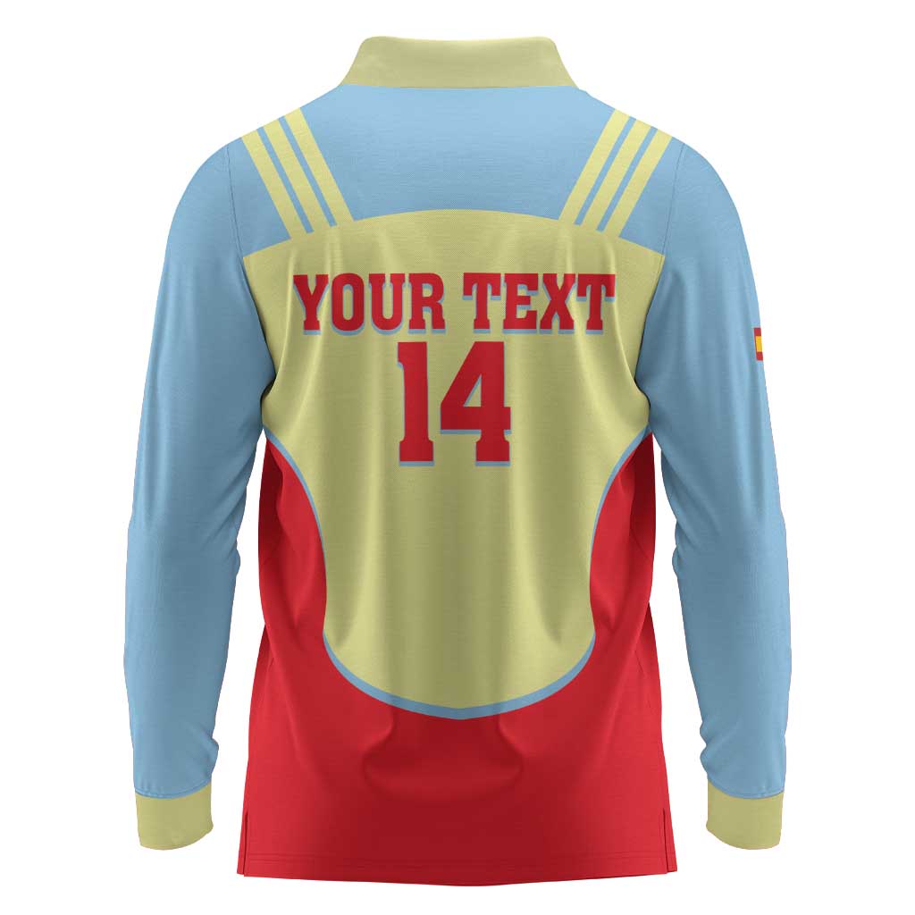 Spain 2026 Football Custom Long Sleeve Polo Shirt Espana La Roja Sporty Style