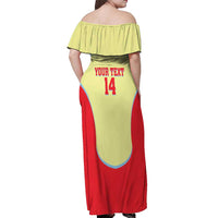 Spain 2026 Football Custom Off Shoulder Maxi Dress Espana La Roja Sporty Style