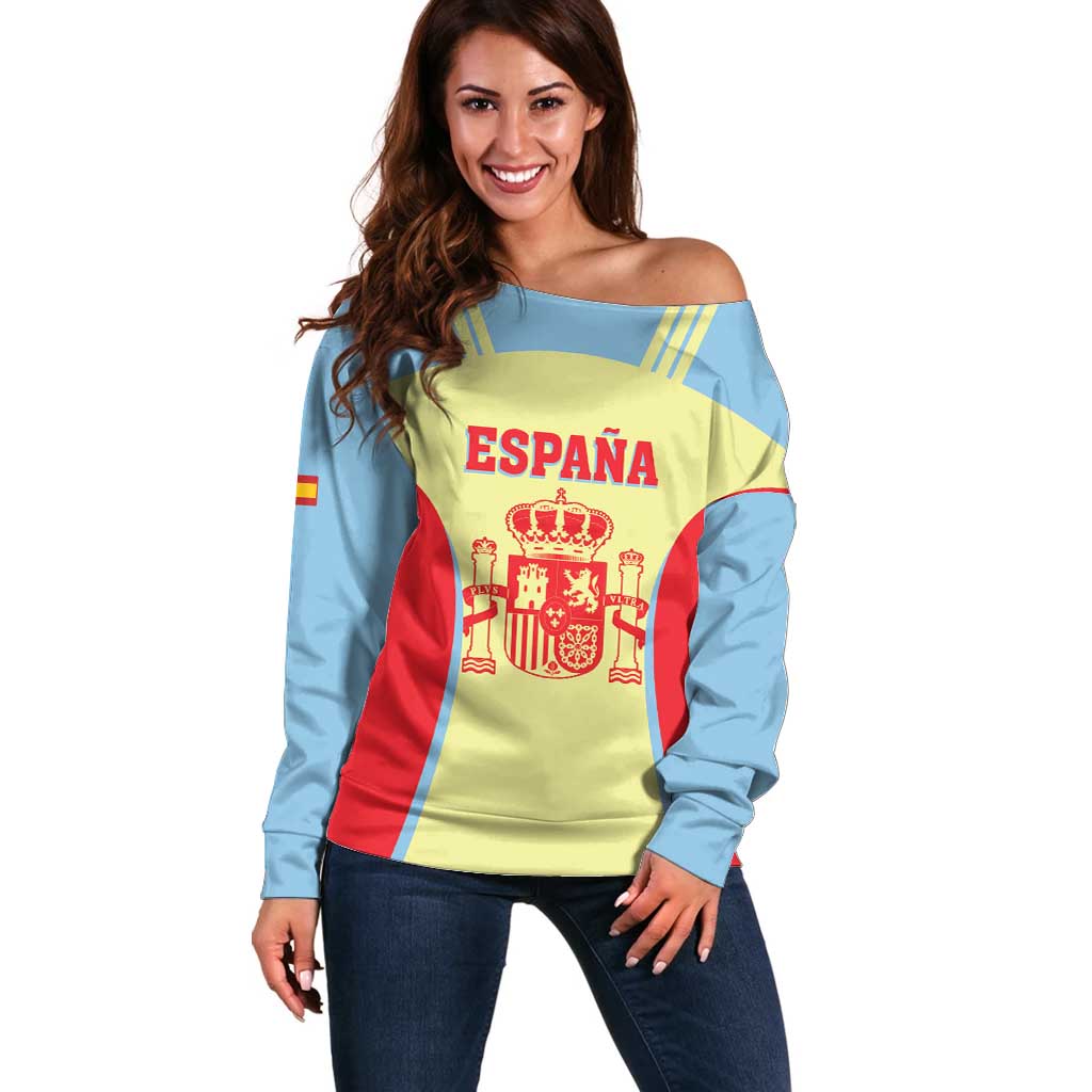 Spain 2026 Football Custom Off Shoulder Sweater Espana La Roja Sporty Style