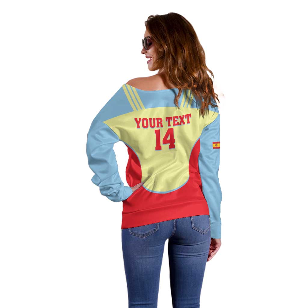 Spain 2026 Football Custom Off Shoulder Sweater Espana La Roja Sporty Style