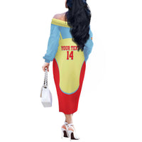 Spain 2026 Football Custom Off The Shoulder Long Sleeve Dress Espana La Roja Sporty Style