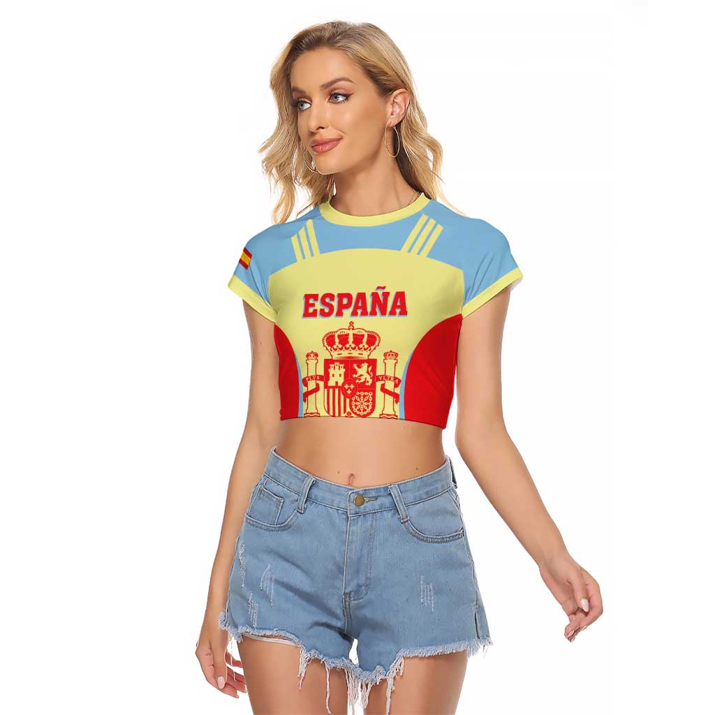 Spain 2026 Football Custom Raglan Cropped T Shirt Espana La Roja Sporty Style