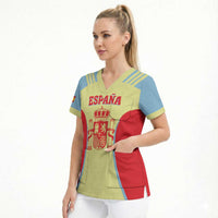 Spain 2026 Football Custom Scrub Top Espana La Roja Sporty Style