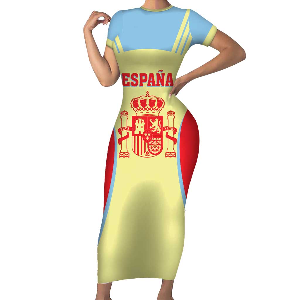 Spain 2026 Football Custom Short Sleeve Bodycon Dress Espana La Roja Sporty Style
