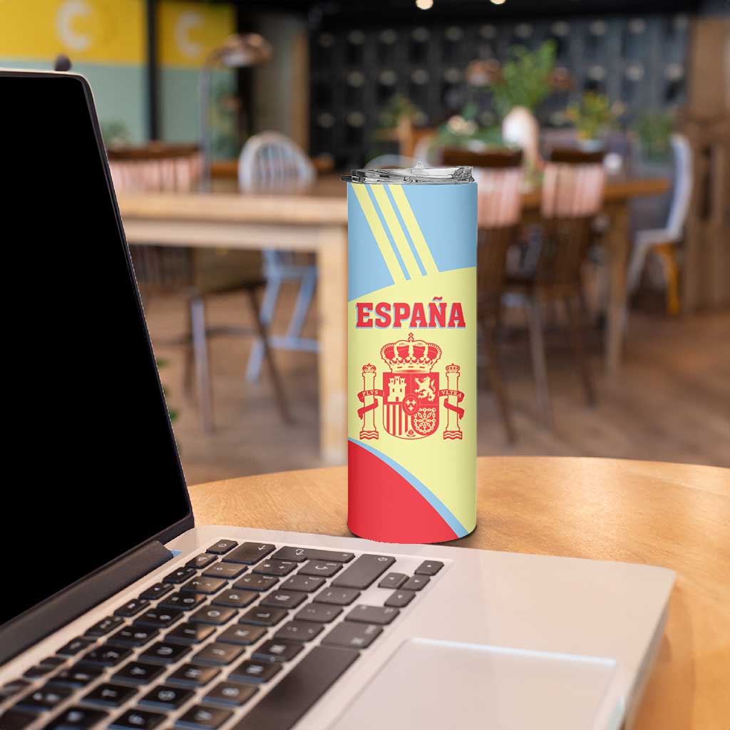 Spain 2026 Football Custom Skinny Tumbler Espana La Roja Sporty Style