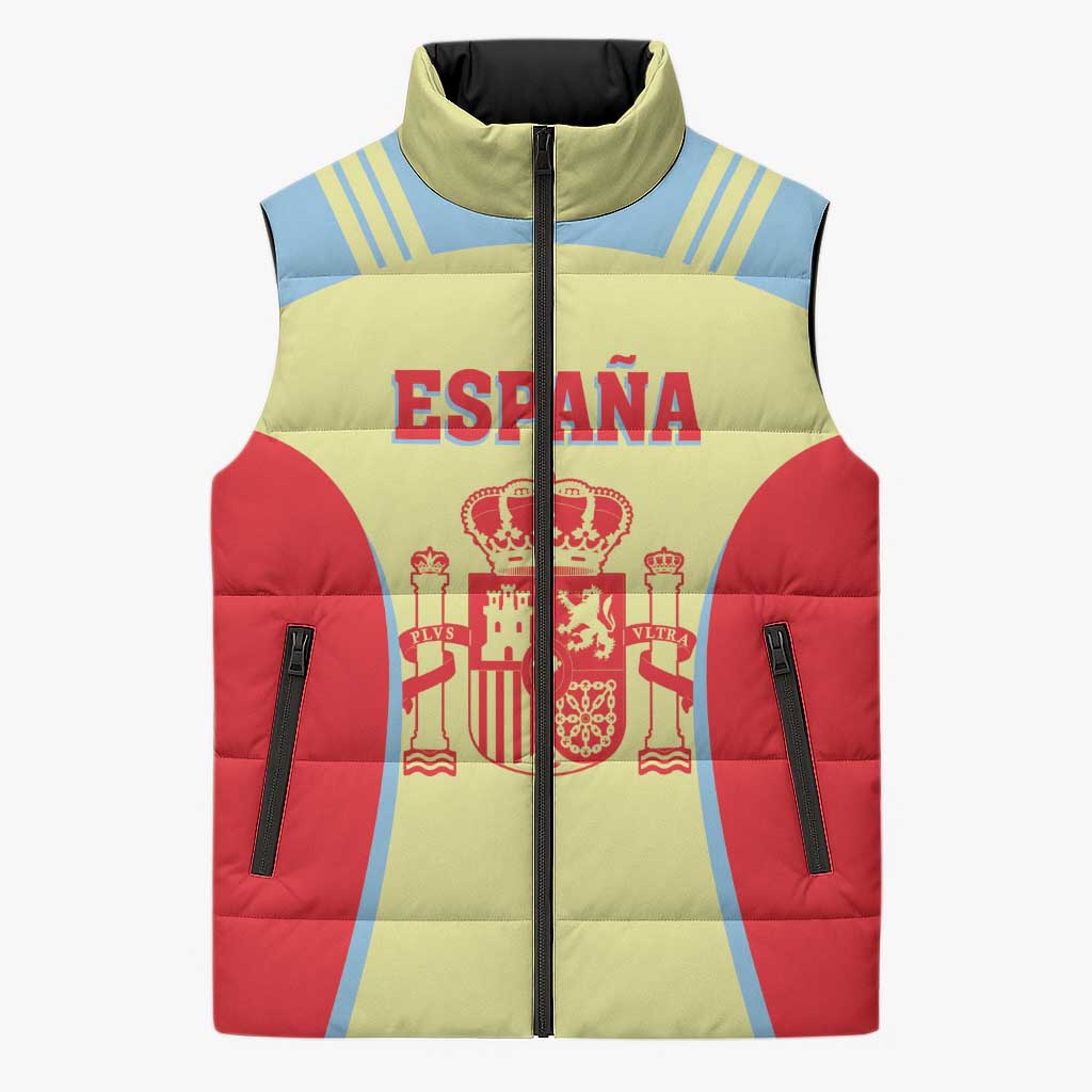 Spain 2026 Football Custom Sleeveless Puffer Jacket Espana La Roja Sporty Style