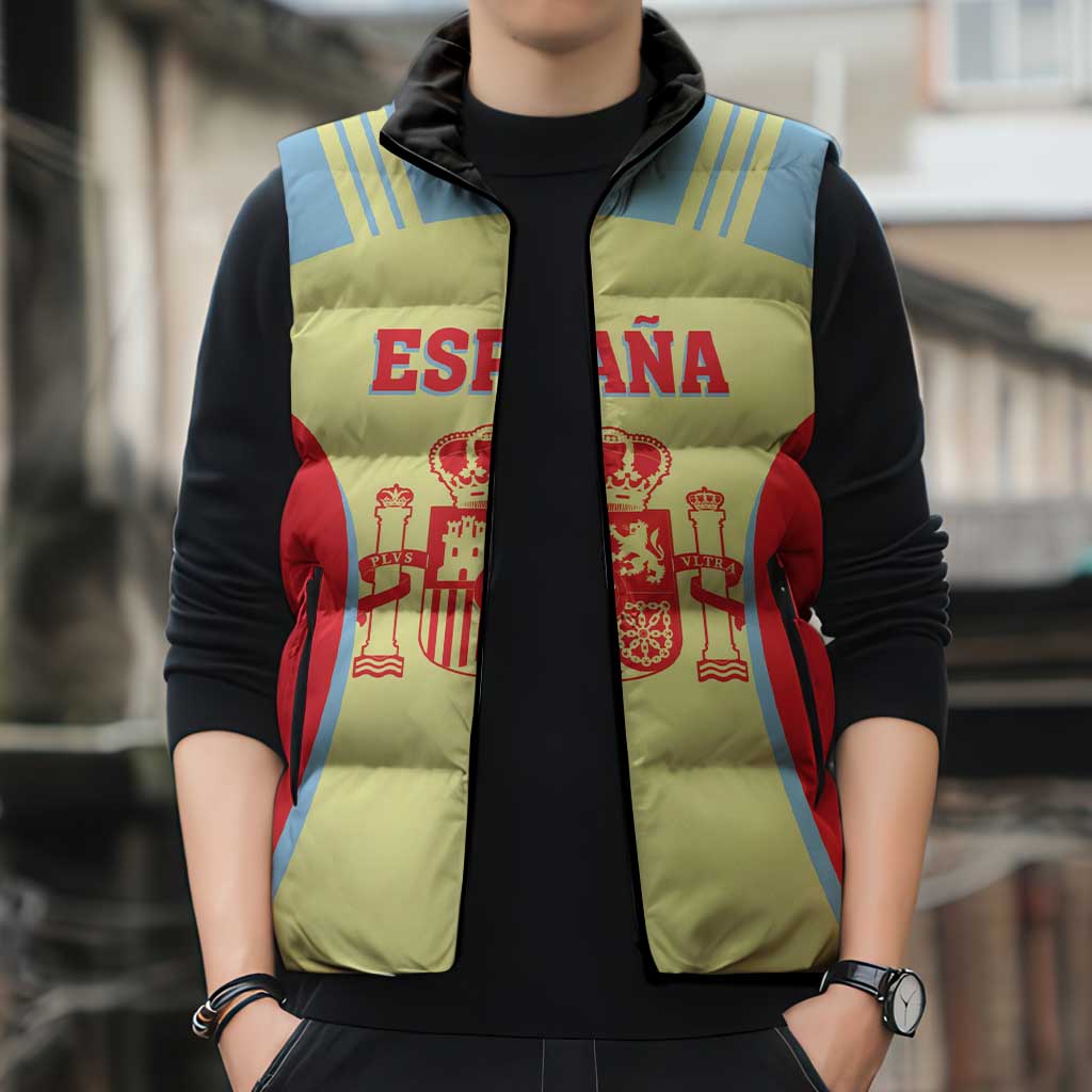 Spain 2026 Football Custom Sleeveless Puffer Jacket Espana La Roja Sporty Style