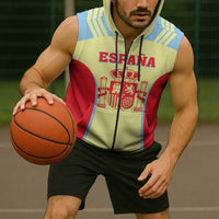 Spain 2026 Football Custom Sleeveless Zip Hoodie Espana La Roja Sporty Style