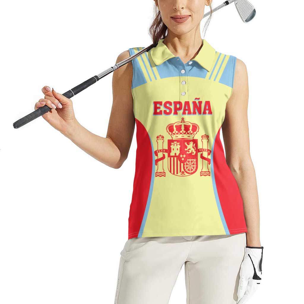 Spain 2026 Football Custom Women Sleeveless Polo Shirt Espana La Roja Sporty Style