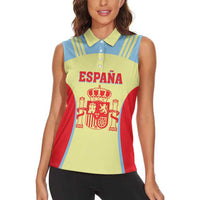 Spain 2026 Football Custom Women Sleeveless Polo Shirt Espana La Roja Sporty Style