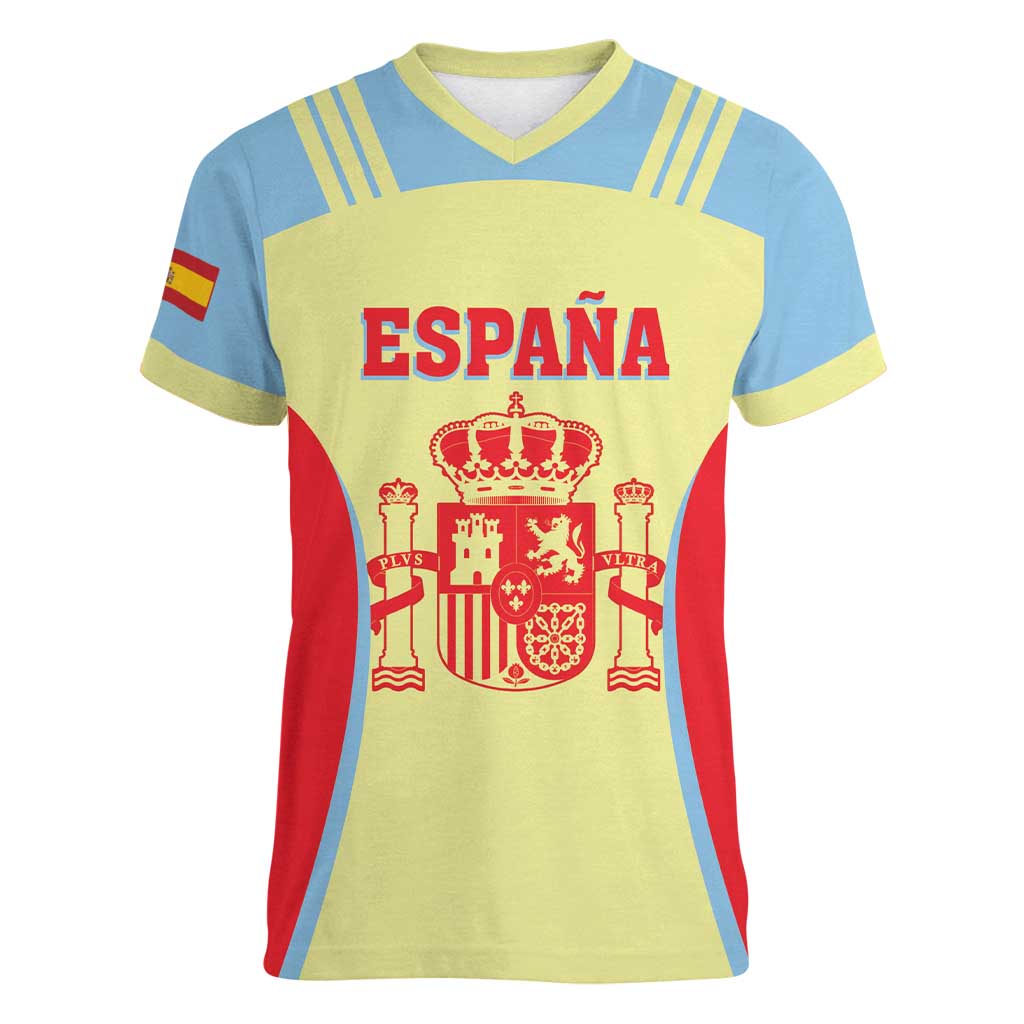Spain 2026 Football Custom Women V-Neck T-Shirt Espana La Roja Sporty Style