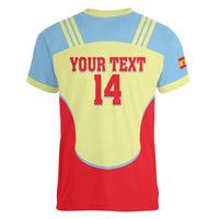 Spain 2026 Football Custom Women V-Neck T-Shirt Espana La Roja Sporty Style