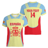 Spain 2026 Football Custom Women V-Neck T-Shirt Espana La Roja Sporty Style