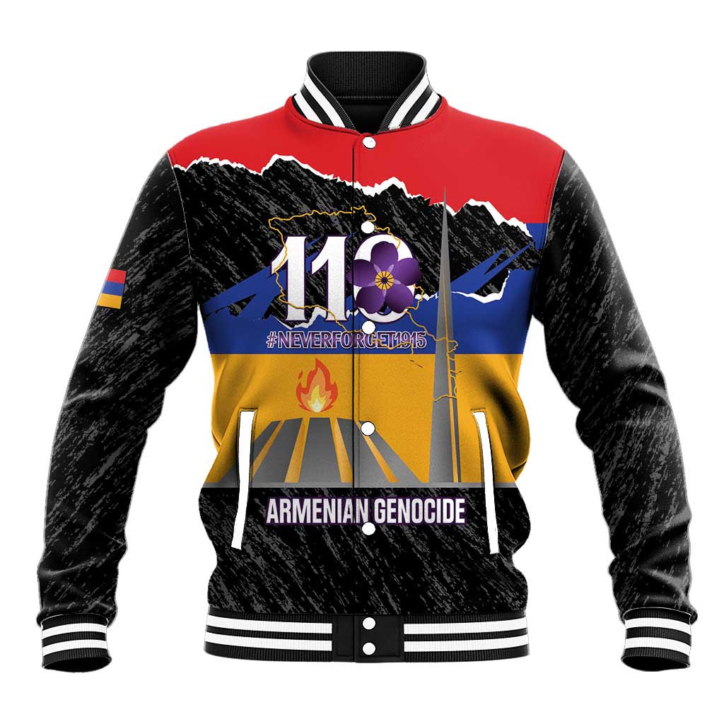 Armenian Genocide Remembrance Day Baseball Jacket Tsitsernakaberd 110th Anniversary Never Forget