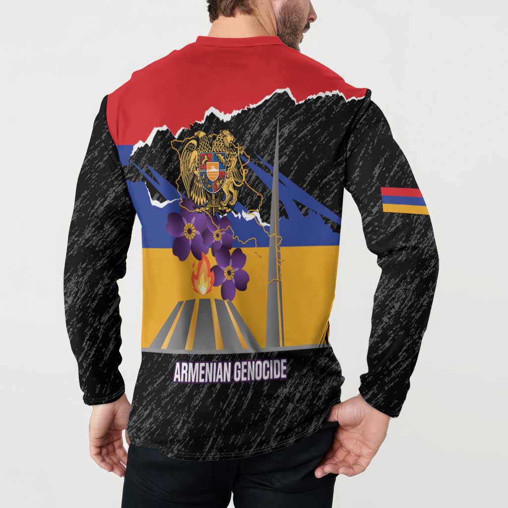 Armenian Genocide Remembrance Day Button Sweatshirt Tsitsernakaberd 110th Anniversary Never Forget