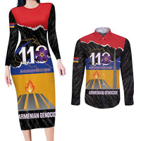 Armenian Genocide Remembrance Day Couples Matching Long Sleeve Bodycon Dress and Long Sleeve Button Shirt Tsitsernakaberd 110th Anniversary Never Forget