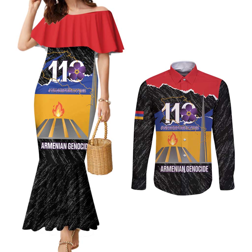 Armenian Genocide Remembrance Day Couples Matching Mermaid Dress and Long Sleeve Button Shirt Tsitsernakaberd 110th Anniversary Never Forget
