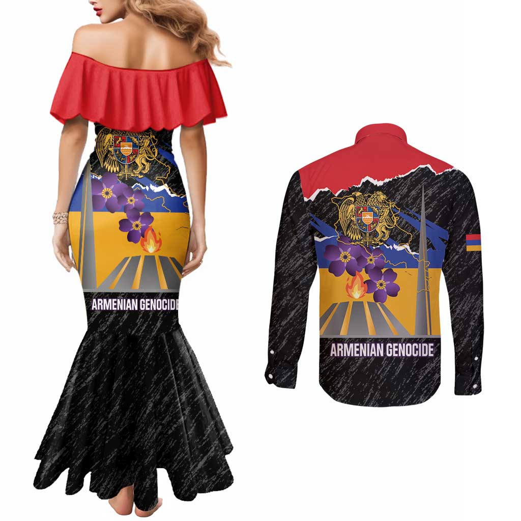 Armenian Genocide Remembrance Day Couples Matching Mermaid Dress and Long Sleeve Button Shirt Tsitsernakaberd 110th Anniversary Never Forget