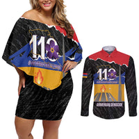 Armenian Genocide Remembrance Day Couples Matching Off Shoulder Short Dress and Long Sleeve Button Shirt Tsitsernakaberd 110th Anniversary Never Forget