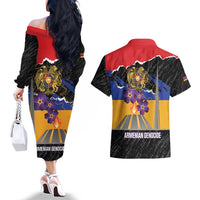 Armenian Genocide Remembrance Day Couples Matching Off The Shoulder Long Sleeve Dress and Hawaiian Shirt Tsitsernakaberd 110th Anniversary Never Forget