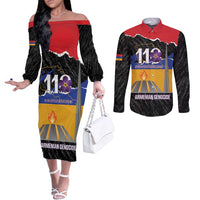 Armenian Genocide Remembrance Day Couples Matching Off The Shoulder Long Sleeve Dress and Long Sleeve Button Shirt Tsitsernakaberd 110th Anniversary Never Forget
