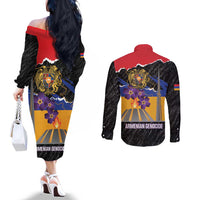 Armenian Genocide Remembrance Day Couples Matching Off The Shoulder Long Sleeve Dress and Long Sleeve Button Shirt Tsitsernakaberd 110th Anniversary Never Forget