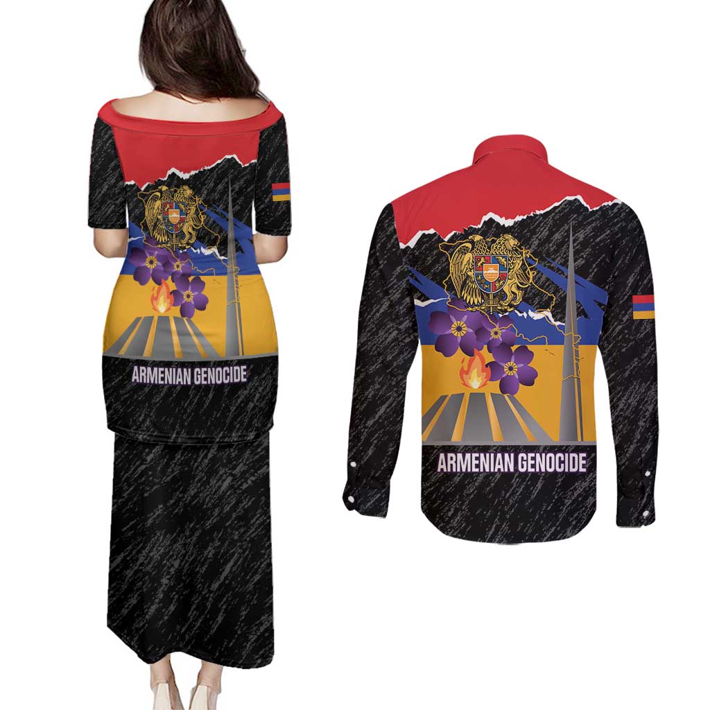 Armenian Genocide Remembrance Day Couples Matching Puletasi and Long Sleeve Button Shirt Tsitsernakaberd 110th Anniversary Never Forget