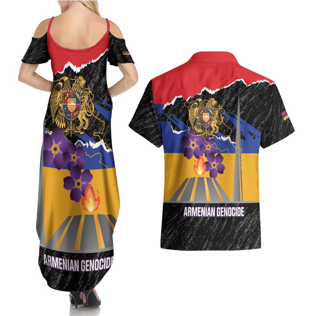 Armenian Genocide Remembrance Day Couples Matching Summer Maxi Dress and Hawaiian Shirt Tsitsernakaberd 110th Anniversary Never Forget