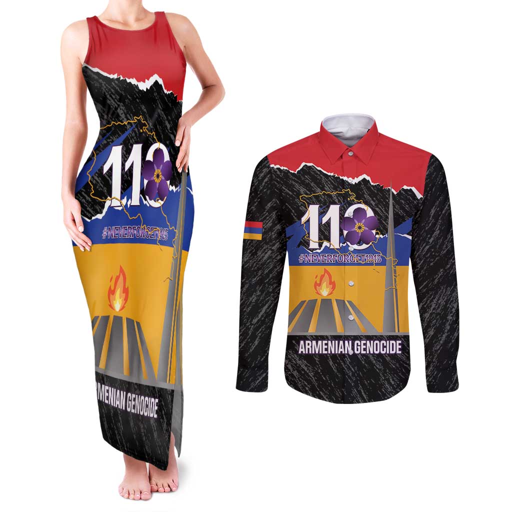 Armenian Genocide Remembrance Day Couples Matching Tank Maxi Dress and Long Sleeve Button Shirt Tsitsernakaberd 110th Anniversary Never Forget
