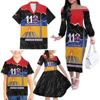 Armenian Genocide Remembrance Day Family Matching Off The Shoulder Long Sleeve Dress and Hawaiian Shirt Tsitsernakaberd 110th Anniversary Never Forget
