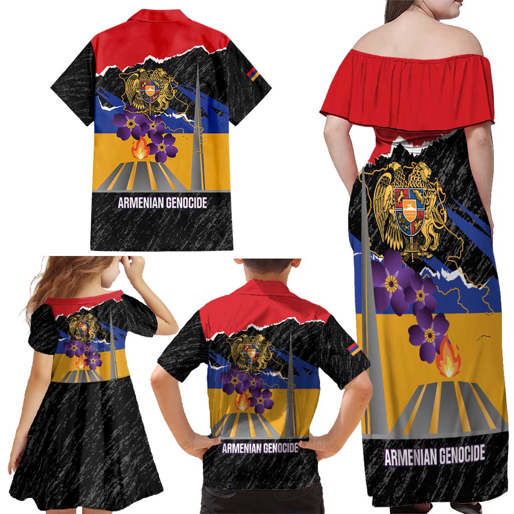 Armenian Genocide Remembrance Day Family Matching Off Shoulder Maxi Dress and Hawaiian Shirt Tsitsernakaberd 110th Anniversary Never Forget