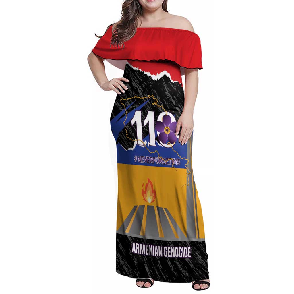 Armenian Genocide Remembrance Day Family Matching Off Shoulder Maxi Dress and Hawaiian Shirt Tsitsernakaberd 110th Anniversary Never Forget