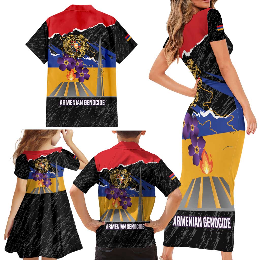 Armenian Genocide Remembrance Day Family Matching Short Sleeve Bodycon Dress and Hawaiian Shirt Tsitsernakaberd 110th Anniversary Never Forget