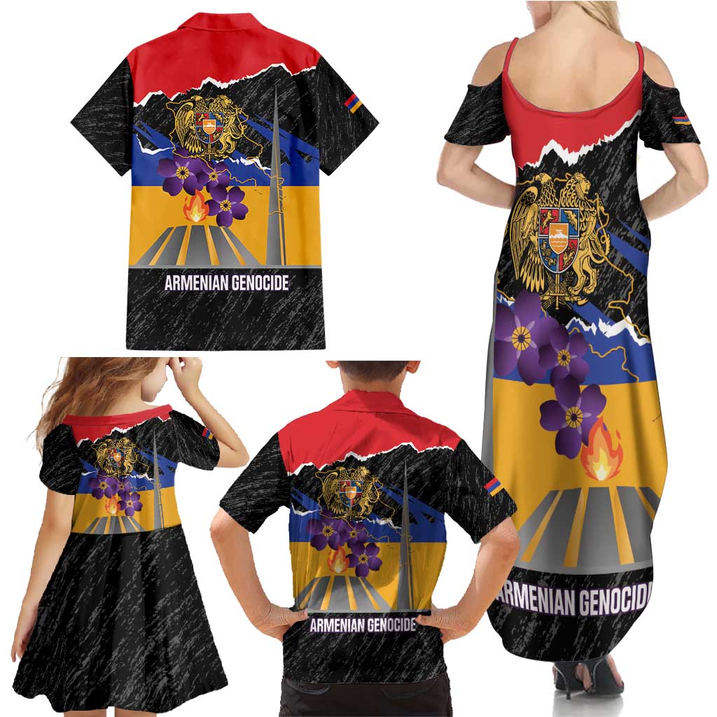 Armenian Genocide Remembrance Day Family Matching Summer Maxi Dress and Hawaiian Shirt Tsitsernakaberd 110th Anniversary Never Forget