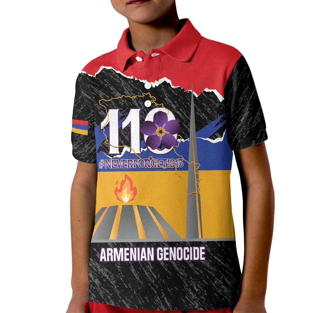 Armenian Genocide Remembrance Day Kid Polo Shirt Tsitsernakaberd 110th Anniversary Never Forget