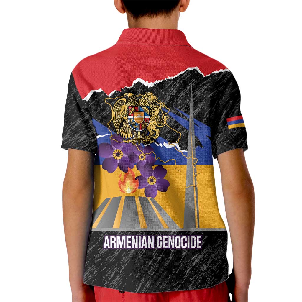 Armenian Genocide Remembrance Day Kid Polo Shirt Tsitsernakaberd 110th Anniversary Never Forget