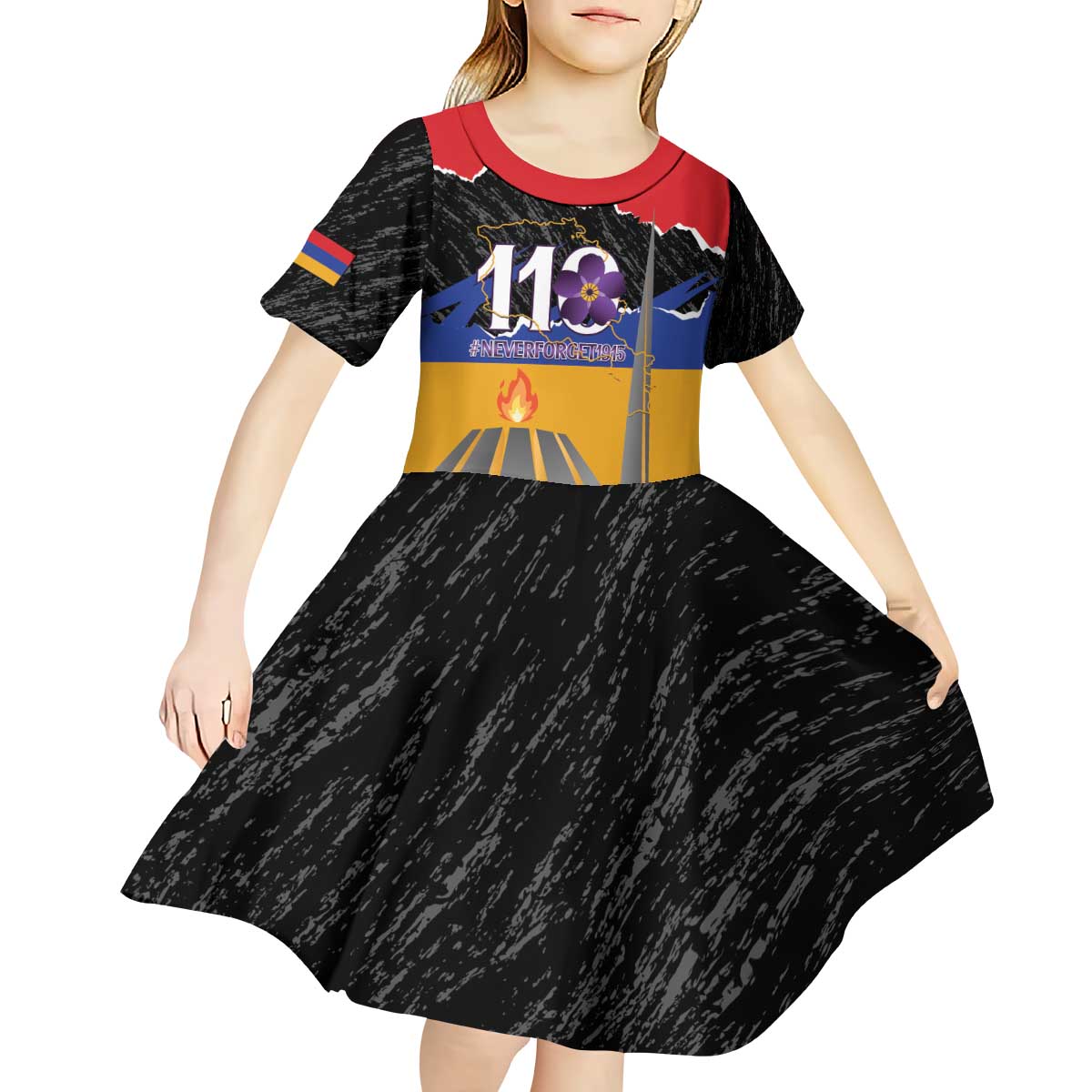 Armenian Genocide Remembrance Day Kid Short Sleeve Dress Tsitsernakaberd 110th Anniversary Never Forget