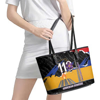 Armenian Genocide Remembrance Day Leather Tote Bag Tsitsernakaberd 110th Anniversary Never Forget